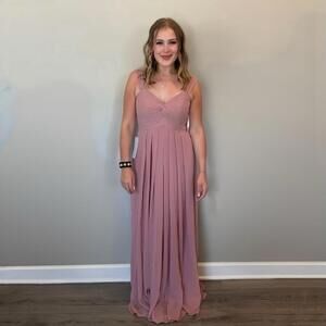 Azazie Kaitlynn Dusty Rose Chiffon Empire Ruched Bridesmaids Dress (Size 6)